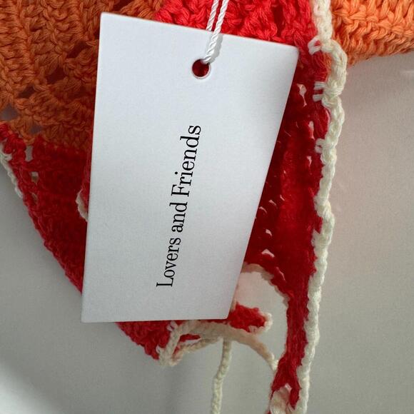 Lovers and Friends Women’s Size Medium Red Orange Butterfly Crochet Top New - Picture 5 of 7